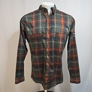 Kuhl Response Lite 7479 Olive Copper Plaid Mens Large Jack Links Logo Patch